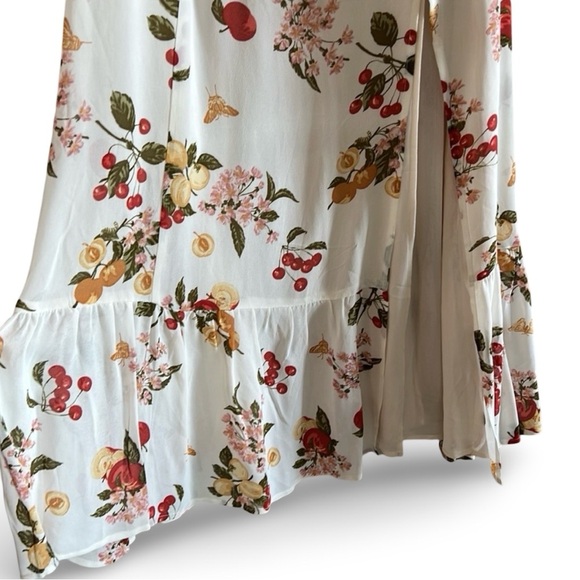 New Reformation Bondi Midi Georgette Side Slit Dress Floral Fruity Size 2 - Picture 6 of 16